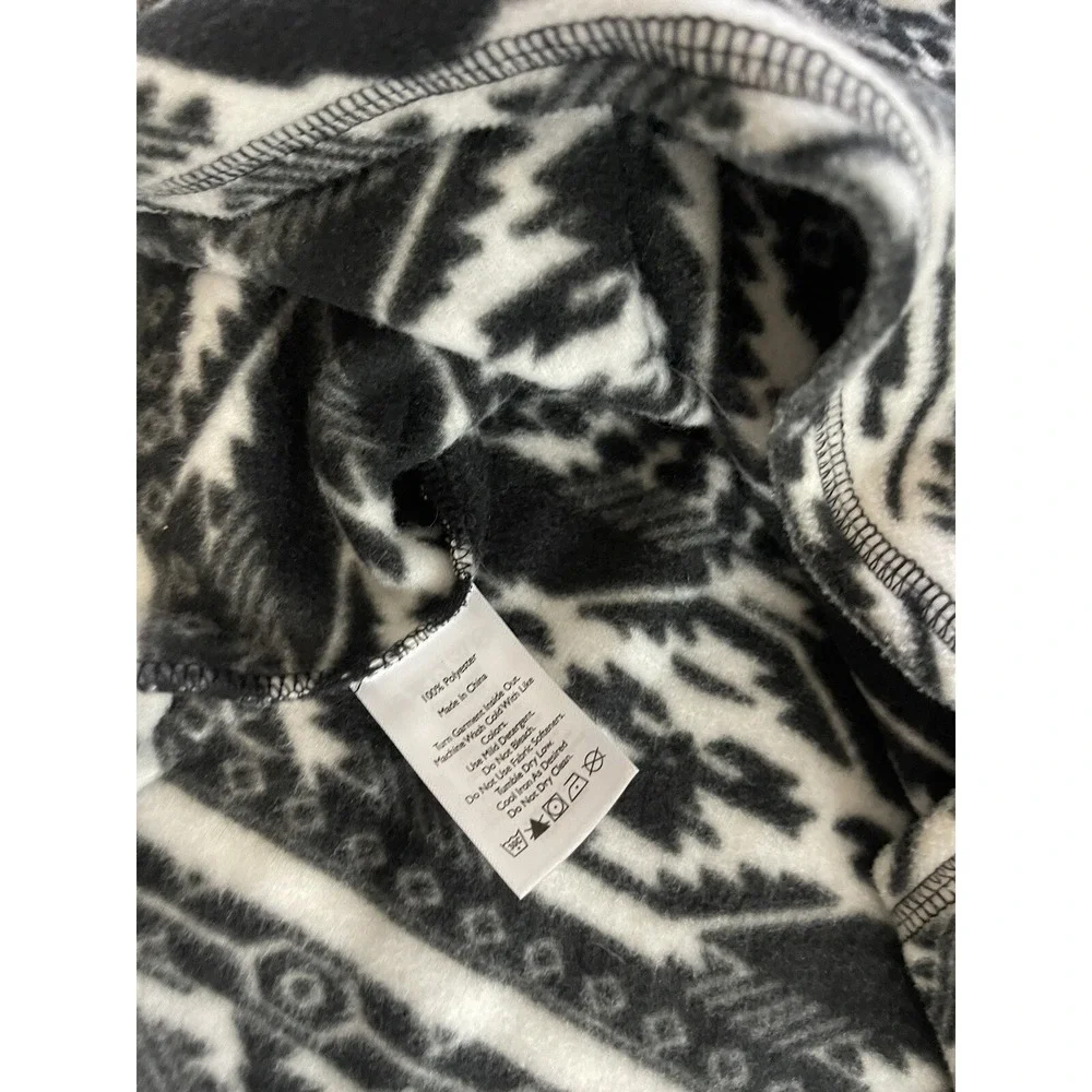Eddie Bauer‎ 1/4 zip fleece pullover top womens Large black white Southwest